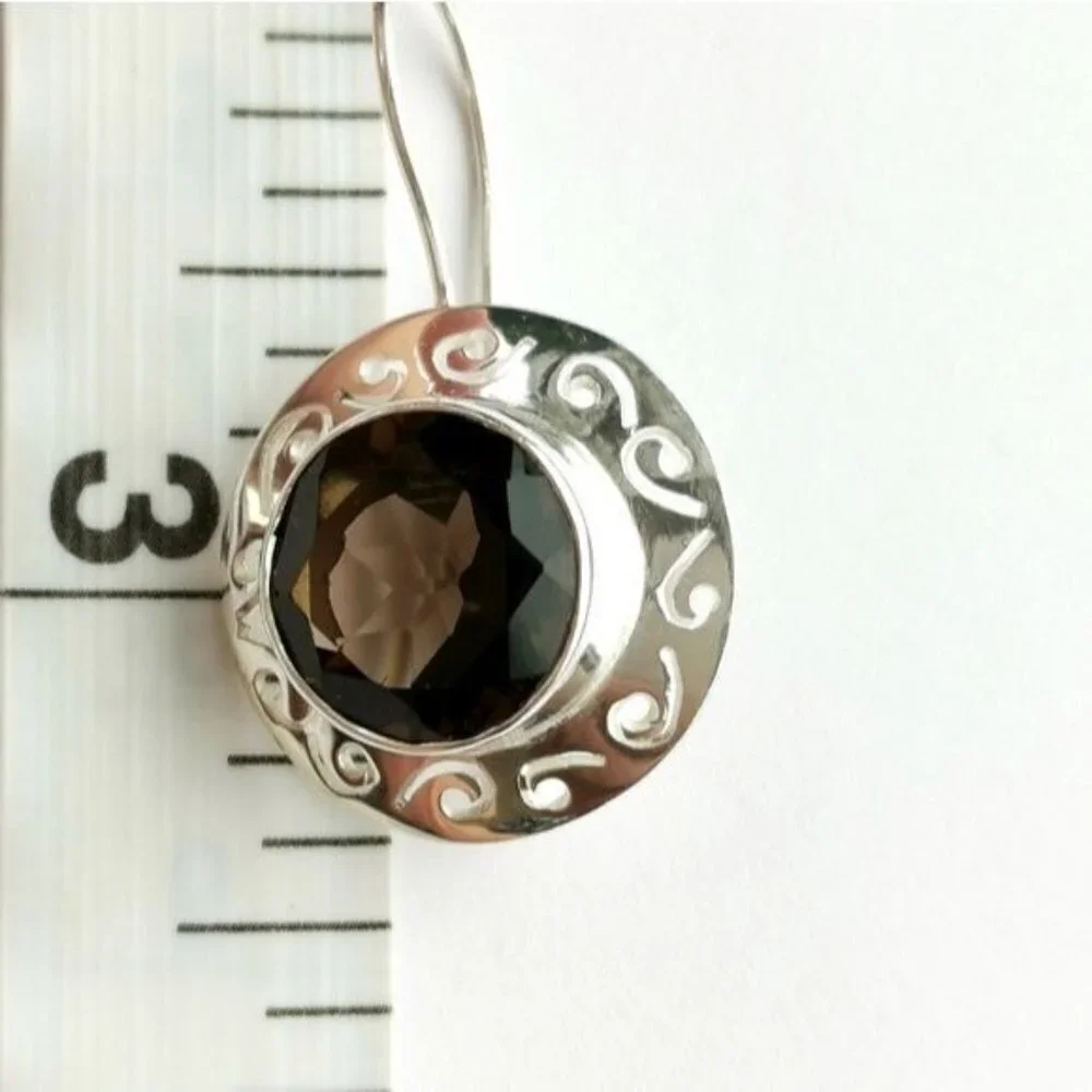 Smokey Topaz Smoky Quartz drop earrings in Sterling Silver 🆕